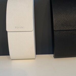 PRADA Black & White Sunglasses Case Magnetic Flip Top His & Hers Duo